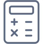 Icône d'une calculatrice simple avec des symboles d'addition et de multiplication.