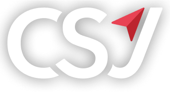 Logo du groupe CSJ avec un aiguille rouge orientée vers la droite.