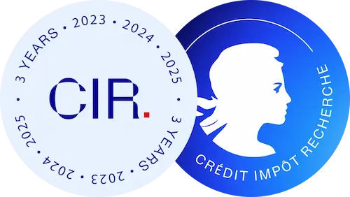 Logo du Crédit Impôt Recherche avec texte "3 YEARS" et dates 2023 à 2025.