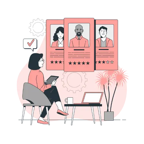 Une femme utilise une tablette, examinant des les ressources humaines pour son entreprise