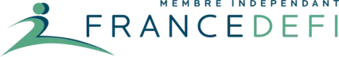 Logo de France Défi avec un symbole stylisé de personne en mouvement.